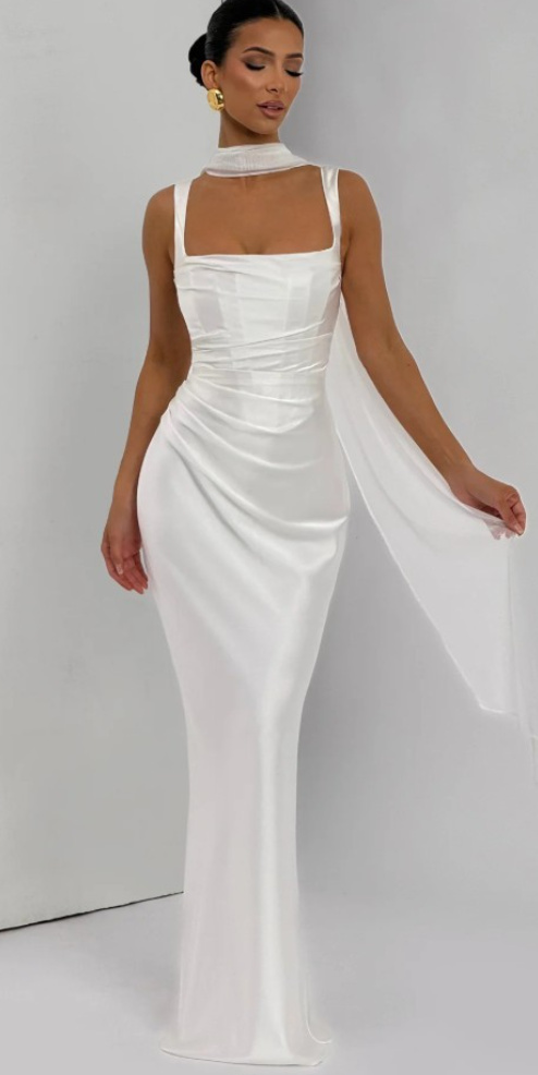 Caitlin square neck satin maxi dress – image 5