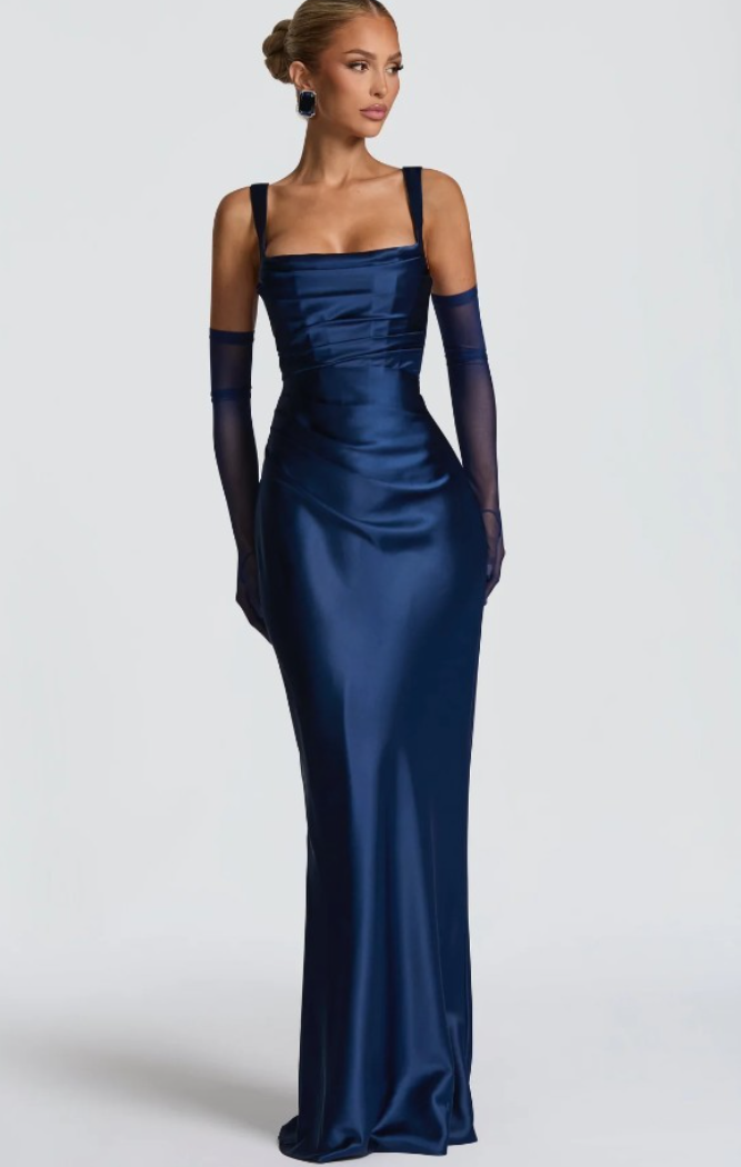 Caitlin square neck satin maxi dress