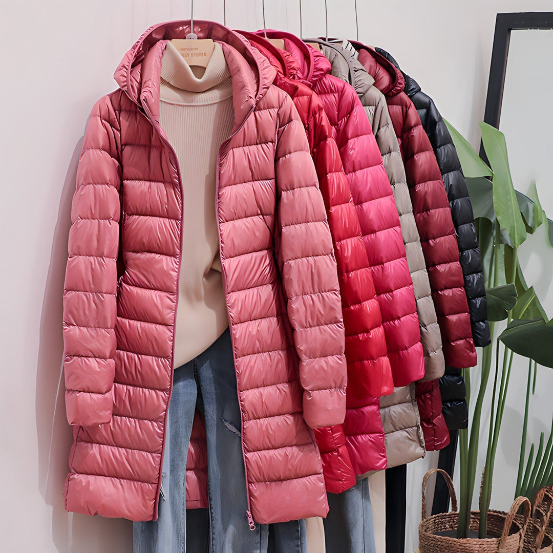 Eirwen long puffer coat with detachable hood
