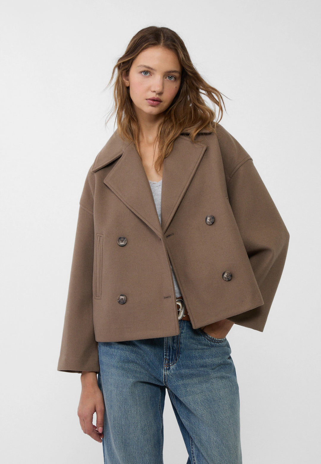Romilly cropped double breasted pea coat – image 3