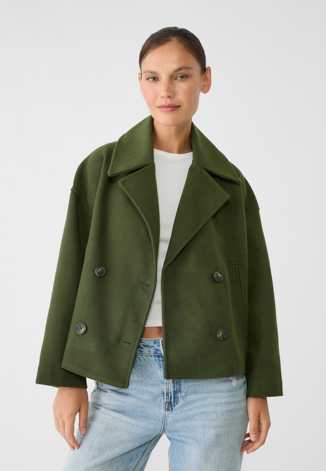 Romilly cropped double breasted pea coat – image 4