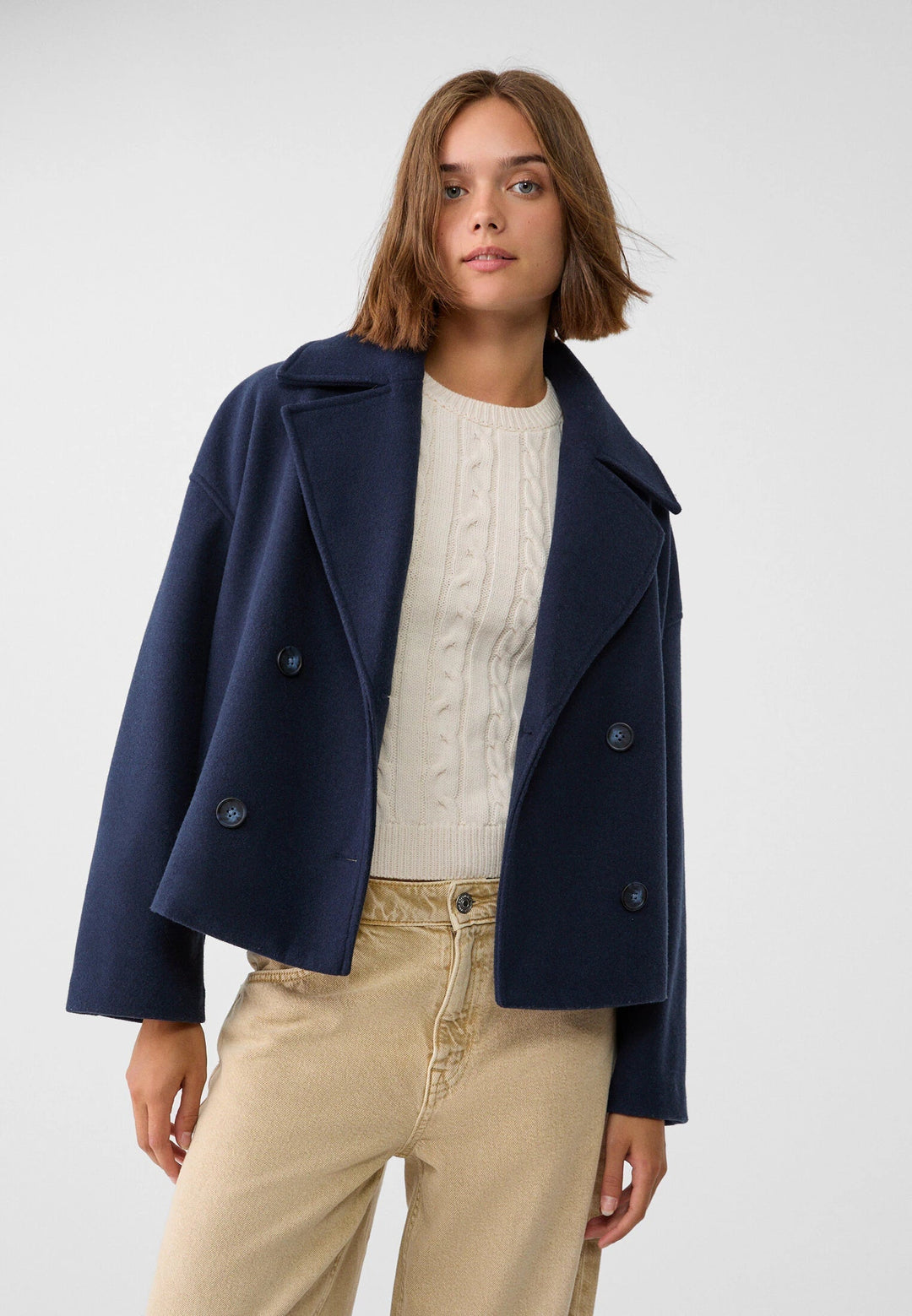 Romilly cropped double breasted pea coat – image 5