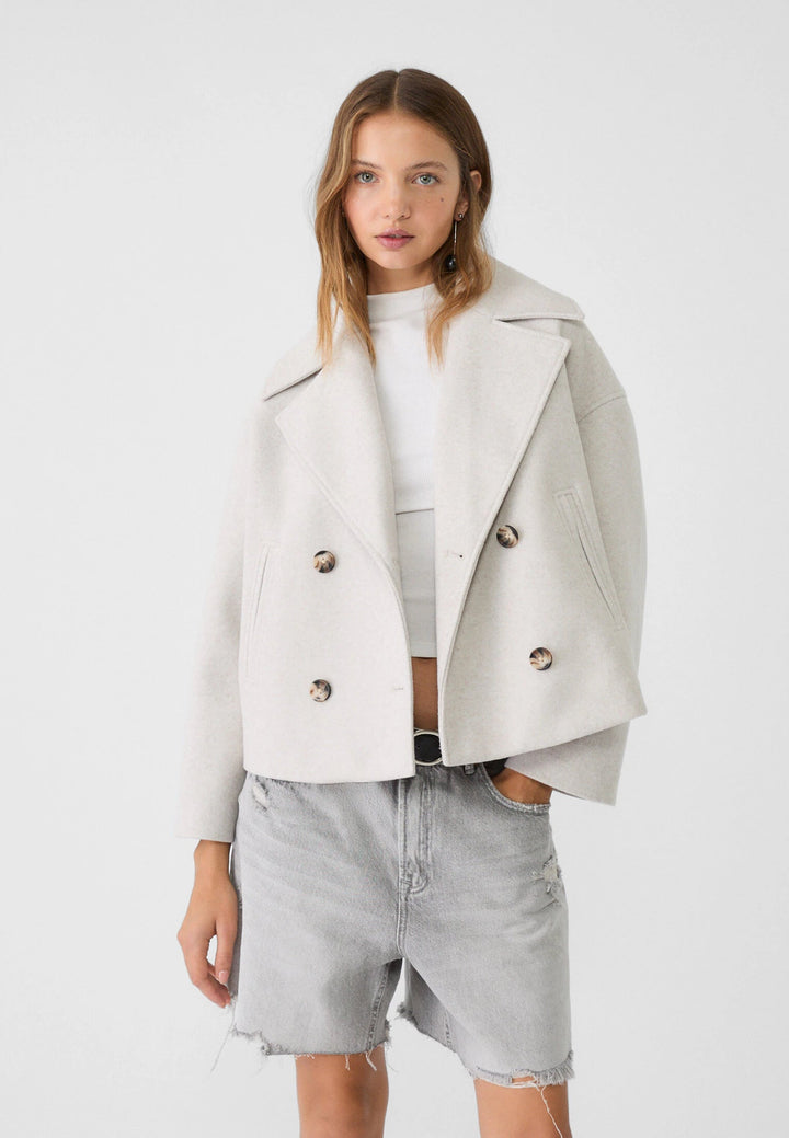 Romilly cropped double breasted pea coat