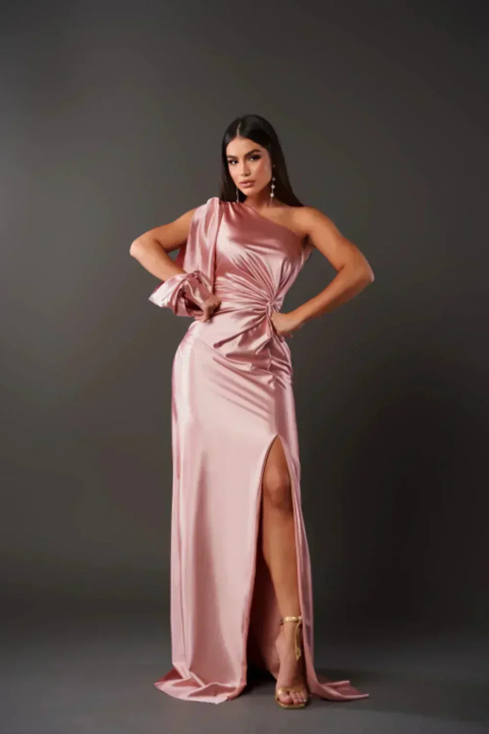 Carys draped one shoulder evening dress – image 9