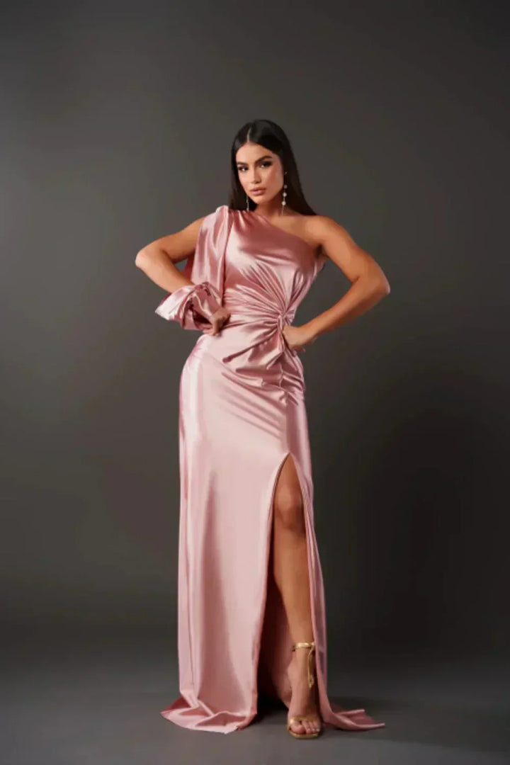 Carys draped one shoulder evening dress – image 9