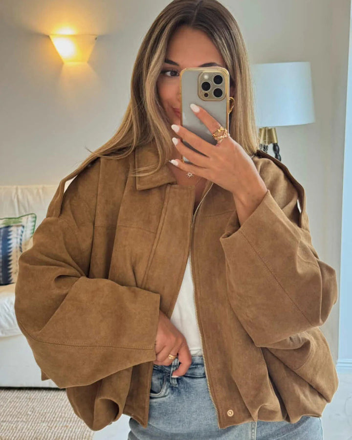 Ariadne faux suede collared bomber jacket – image 17
