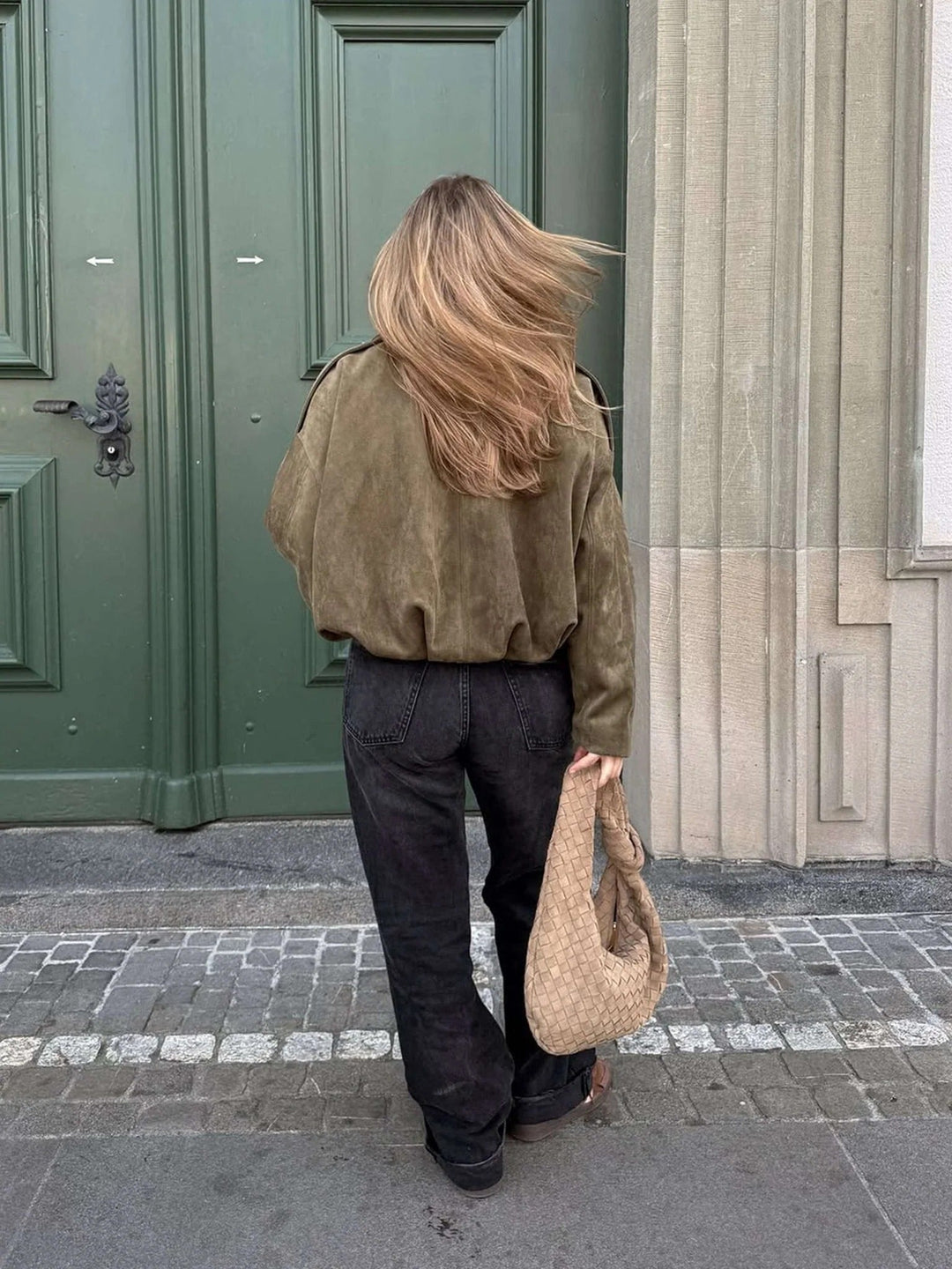 Ariadne faux suede collared bomber jacket – image 13