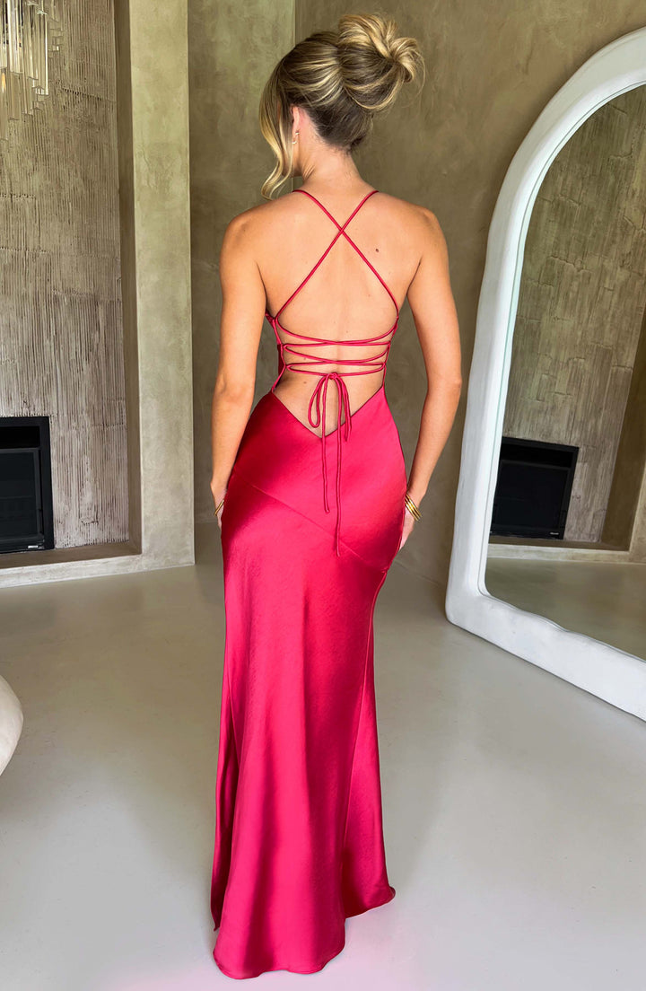 Olivette bias cut satin maxi dress – image 8