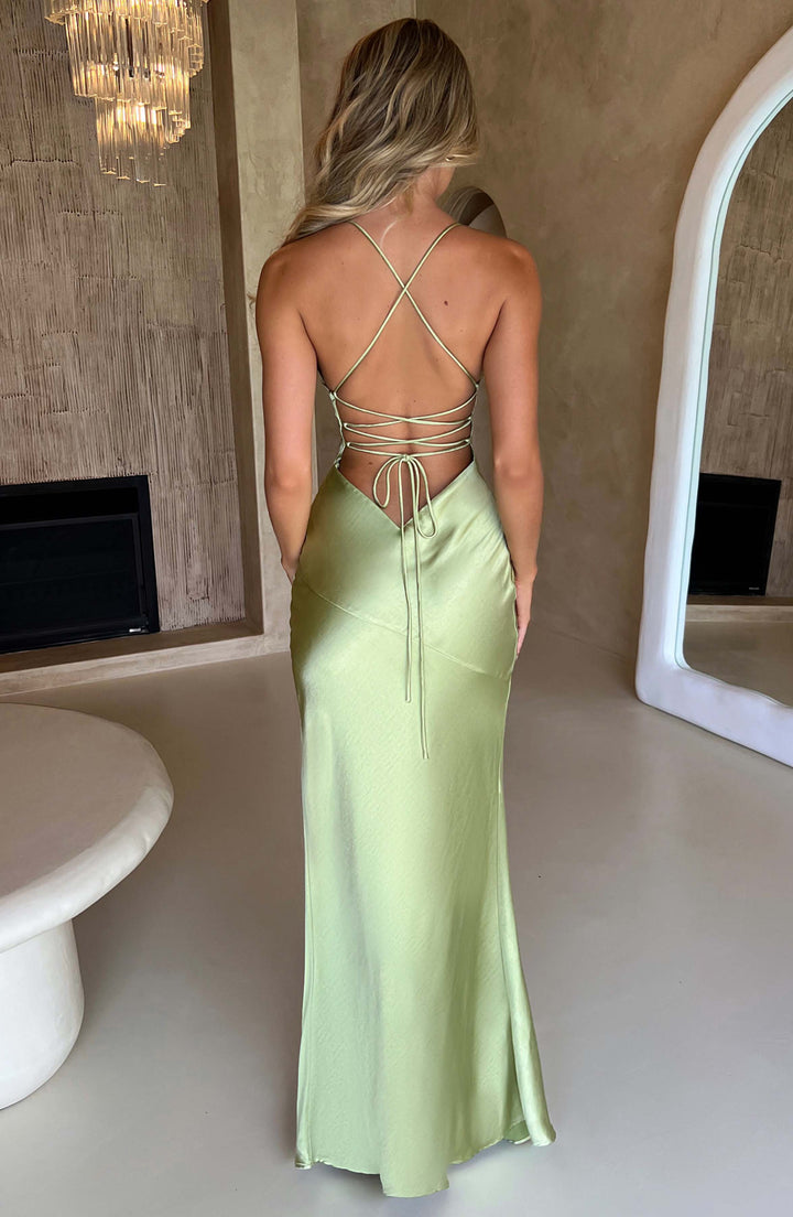 Olivette bias cut satin maxi dress – image 2