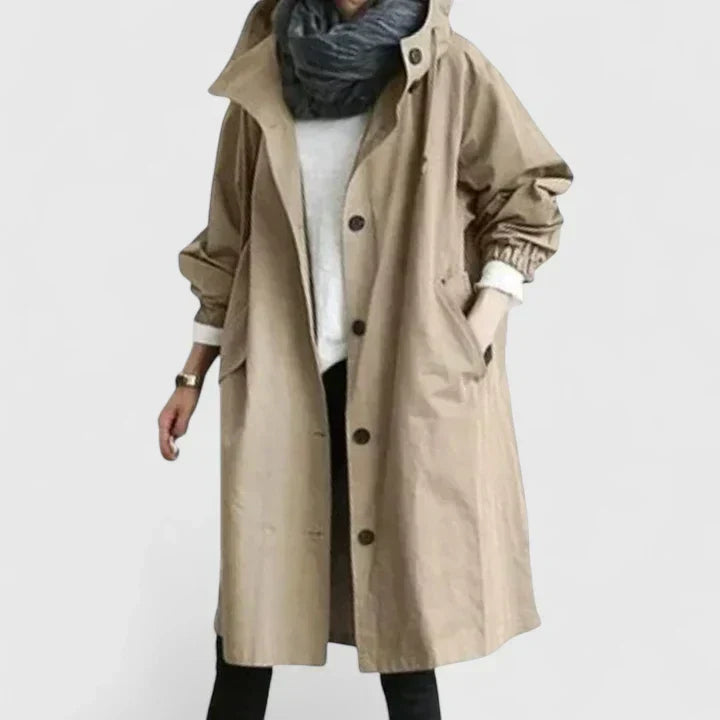 Jasmine longline hooded coat with button front – image 3