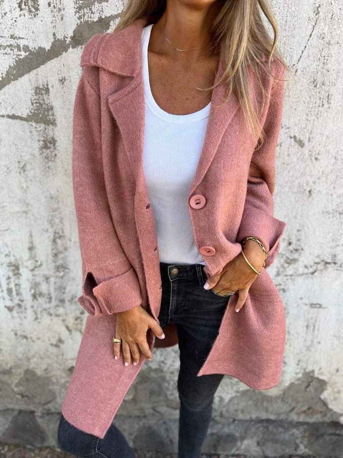 Rosalyn lapel collar button front coat