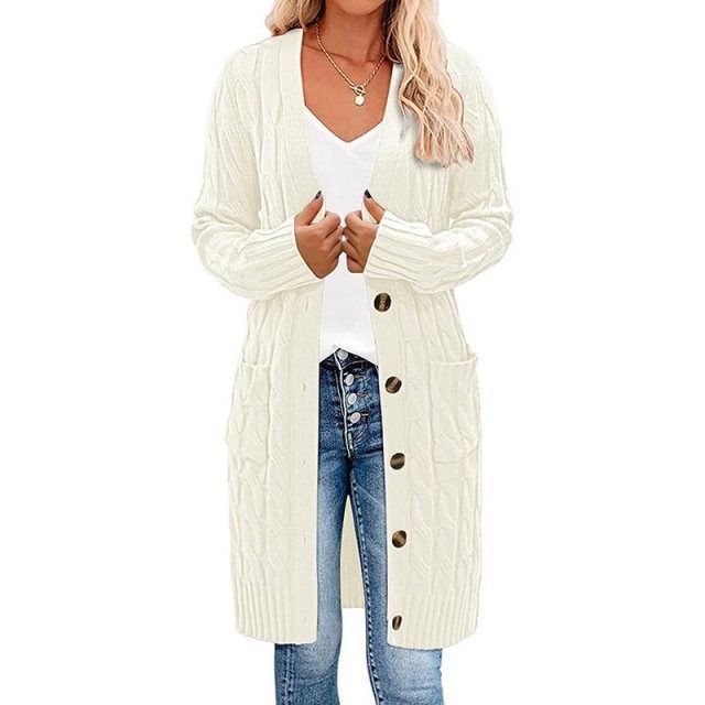 Flora long cable knit cardigan
