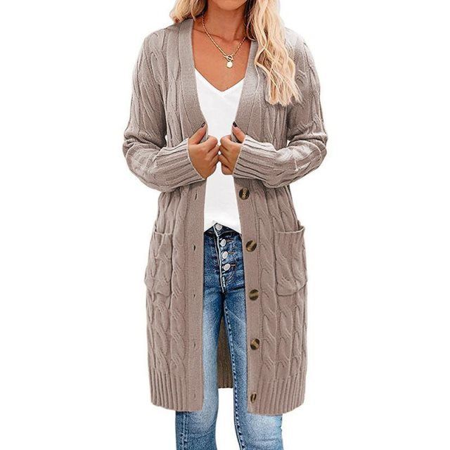 Flora long cable knit cardigan – image 2