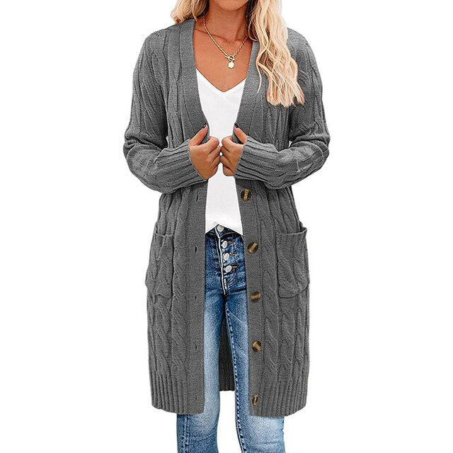 Flora long cable knit cardigan – image 8
