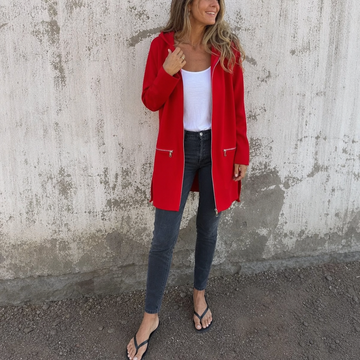 Imelda longline hooded zip up cardigan
