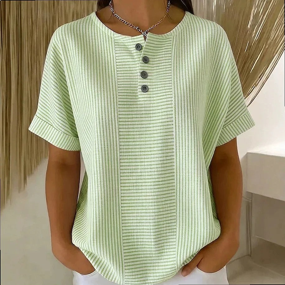 Clarissa striped button front blouse – image 3