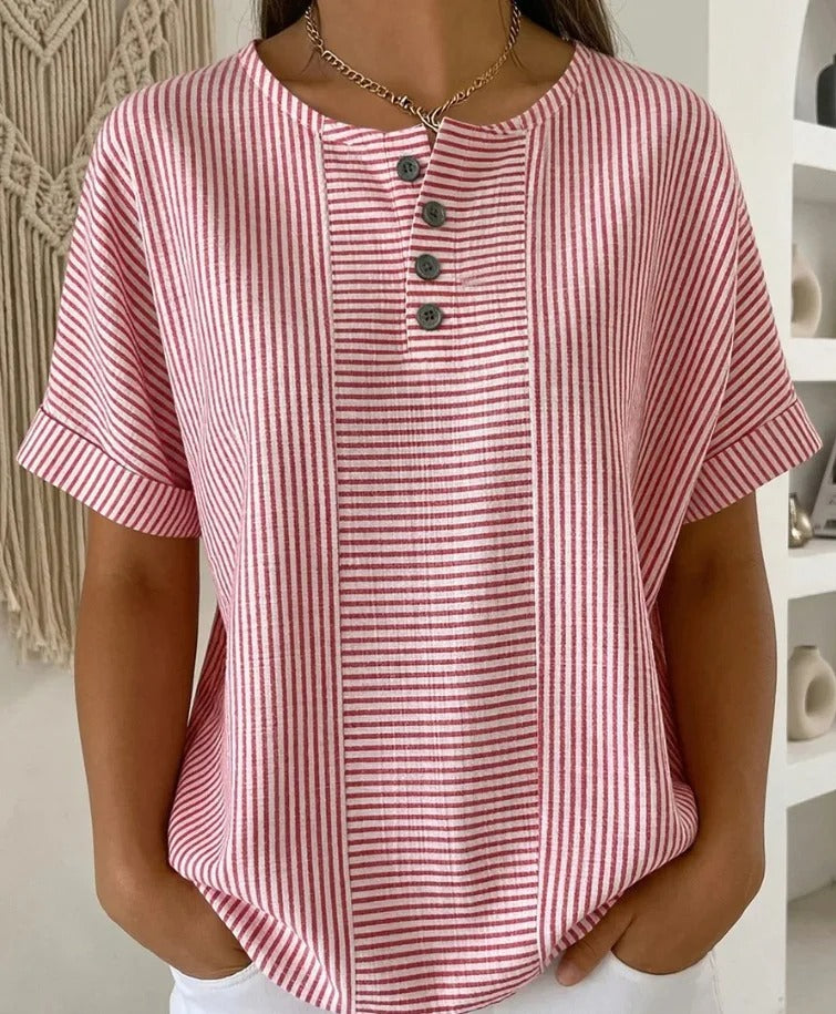 Clarissa striped button front blouse – image 5