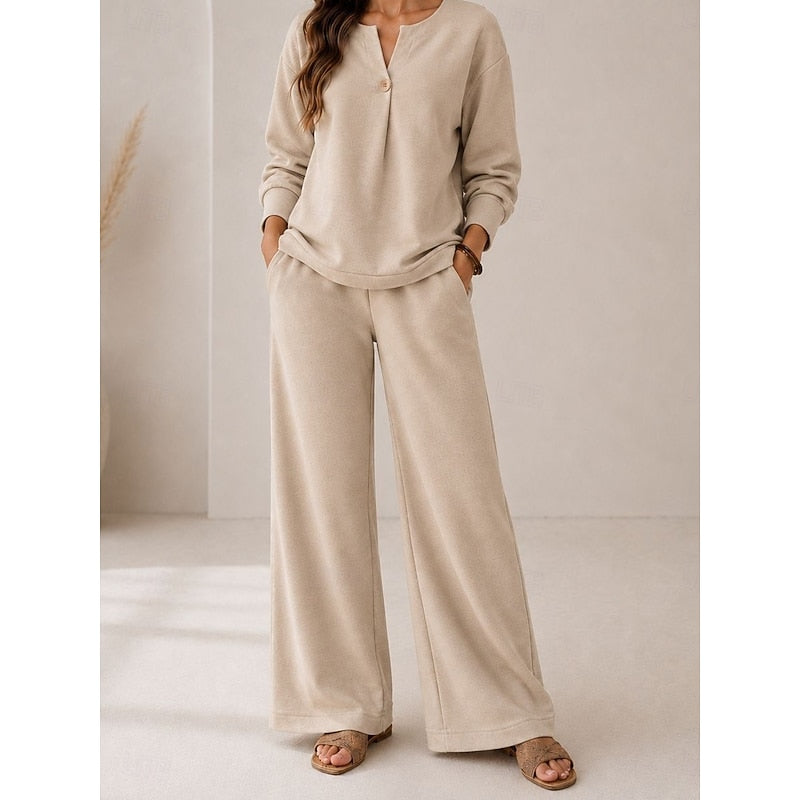 Margot v neck top and wide leg trousers set – image 3