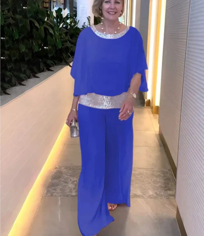 Celestine cape sleeve top and wide leg trousers set – image 3