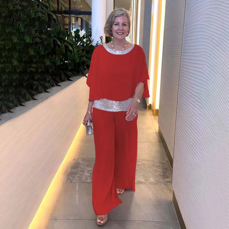 Celestine cape sleeve top and wide leg trousers set – image 6