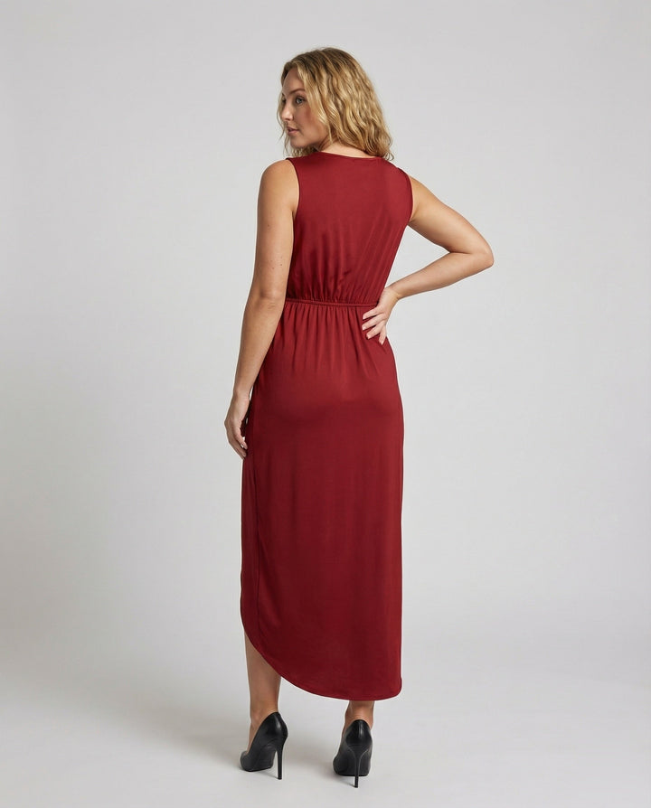 Marisa satin wrap midi dress with side slit – image 4