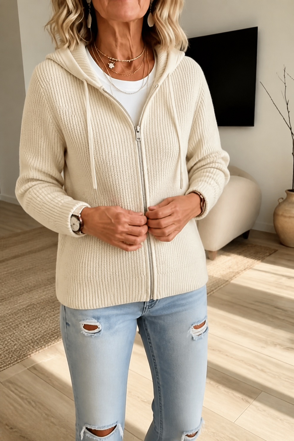 Kitty ribbed knit zip up cardigan – image 2