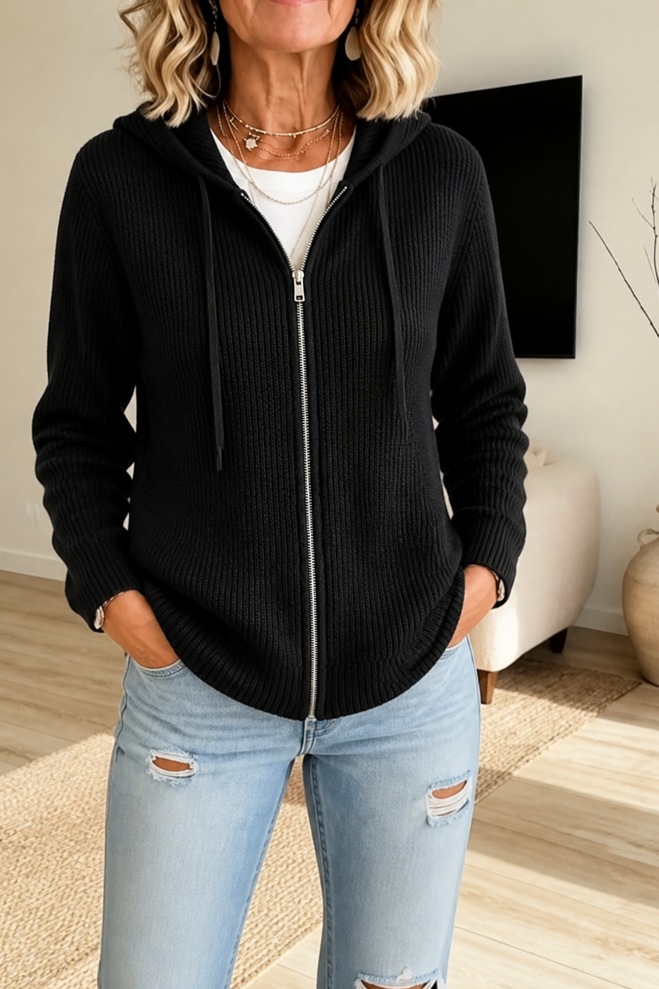 Kitty ribbed knit zip up cardigan – image 7