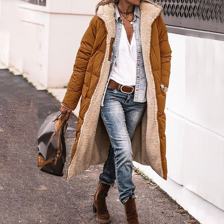 Gwladys reversible long hooded puffer coat