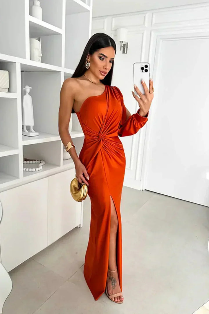 Carys draped one shoulder evening dress – image 8