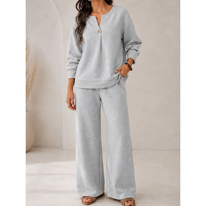 Margot v neck top and wide leg trousers set – image 4
