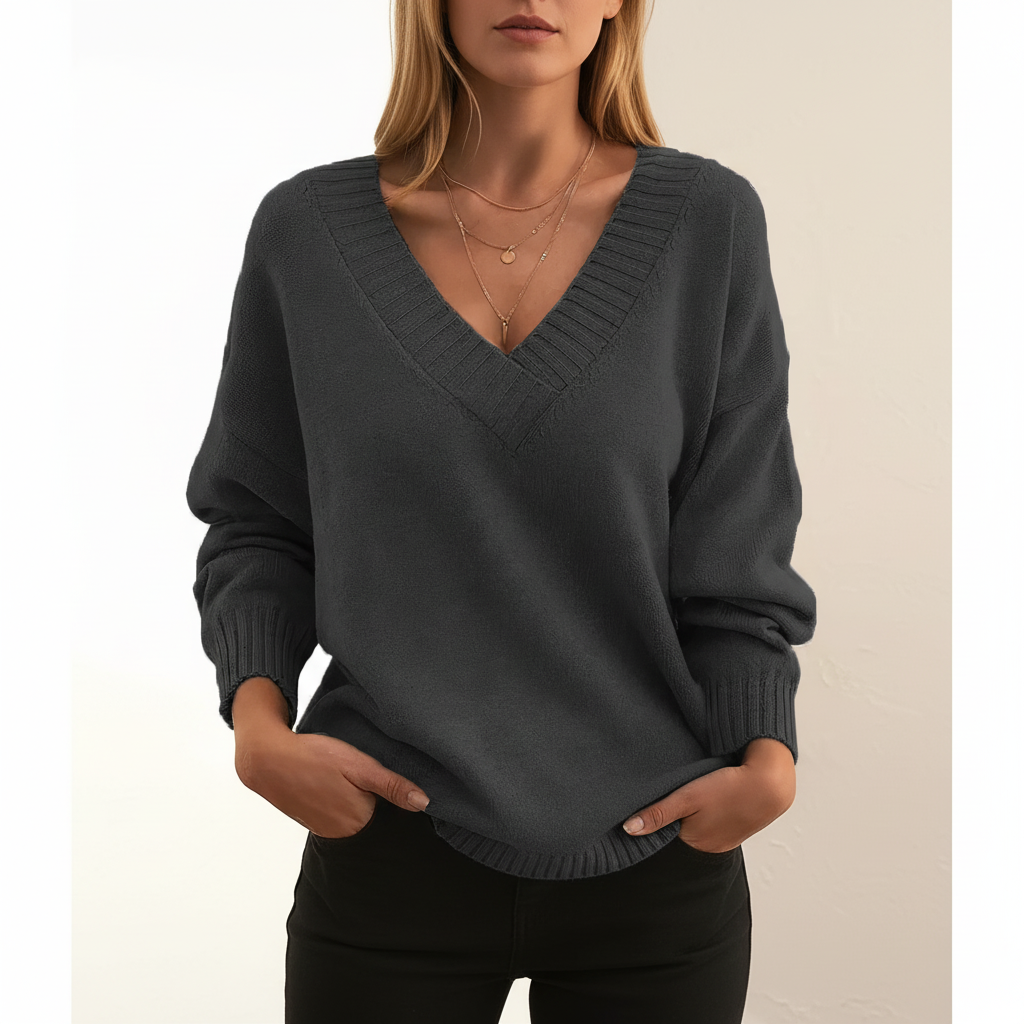 Tilly fine knit V neck jumper – image 2