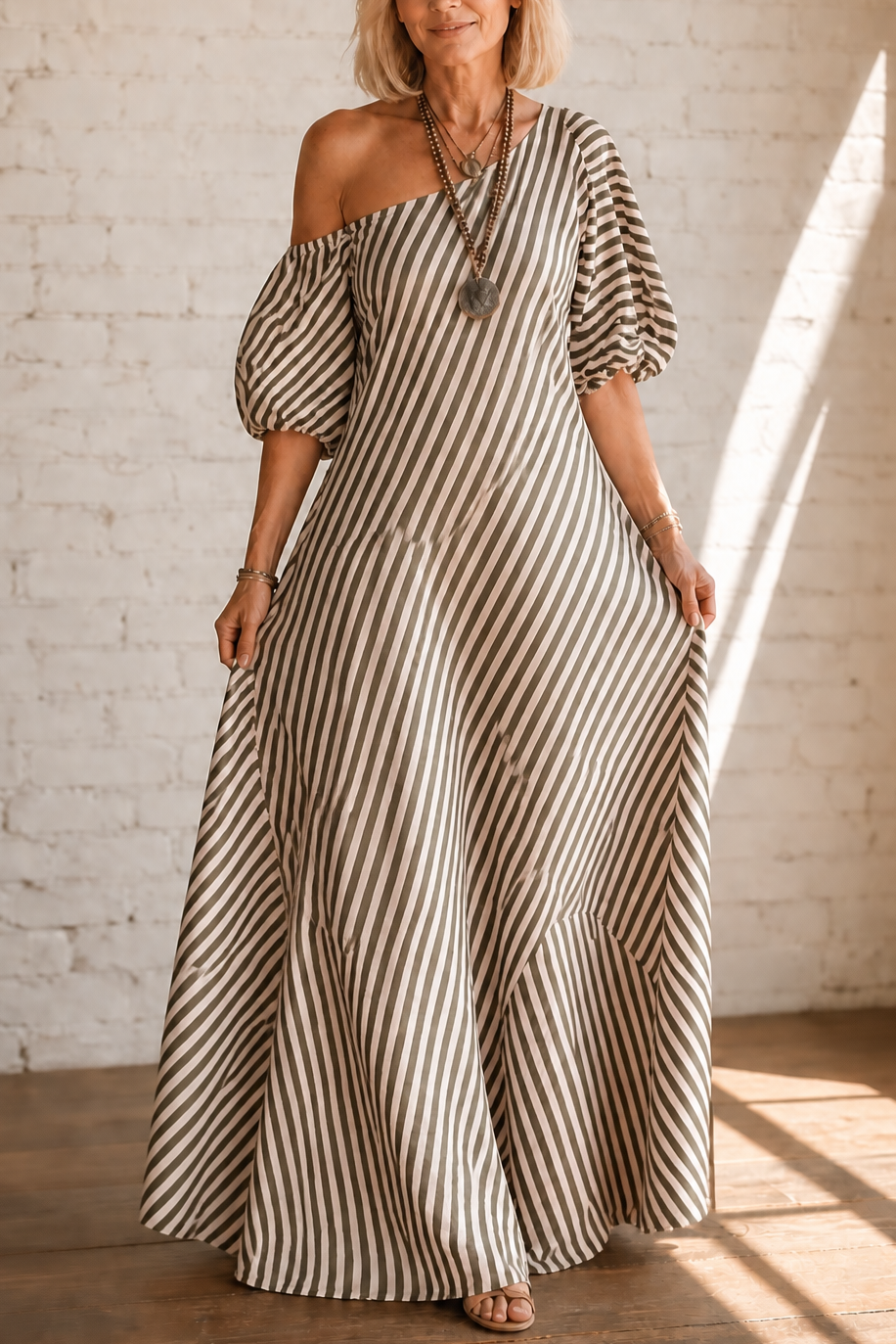 Ursula striped one shoulder maxi dress – image 14