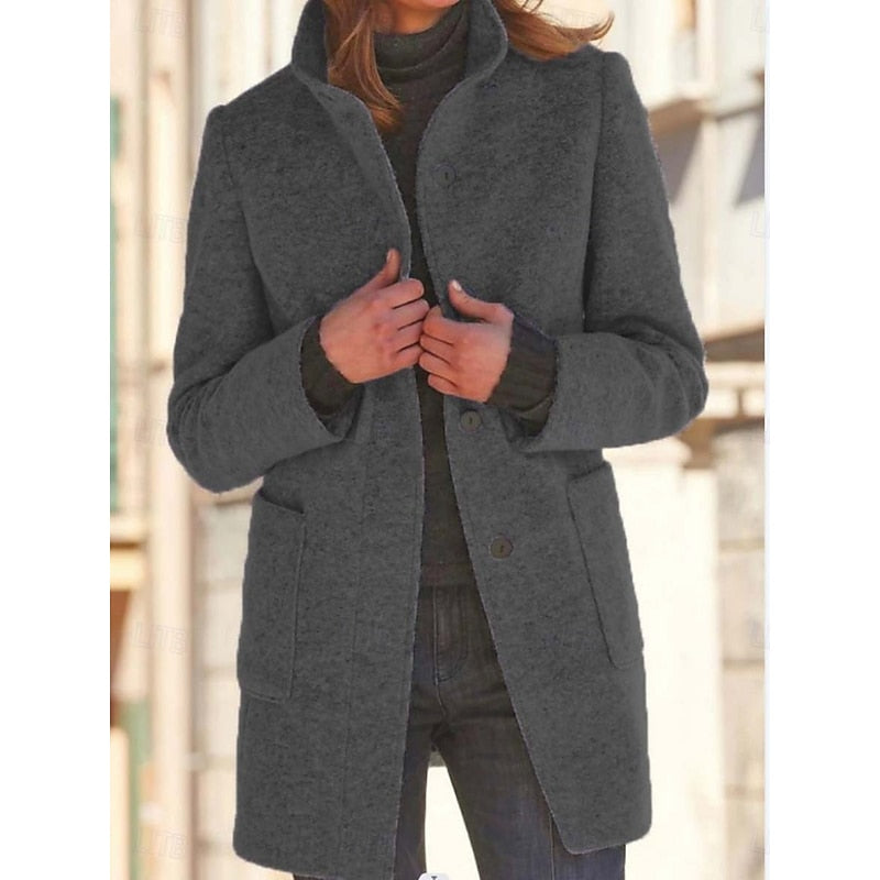 Greer stand collar long coat – image 4