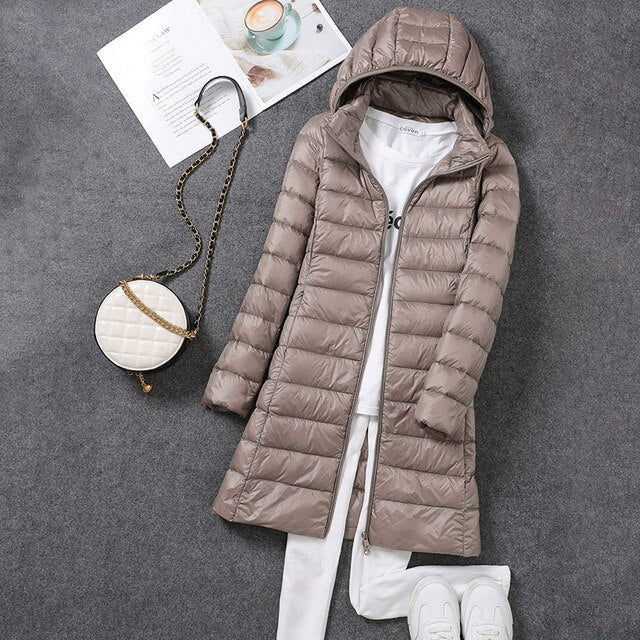 Linnet lightweight hooded long puffer coat – image 5