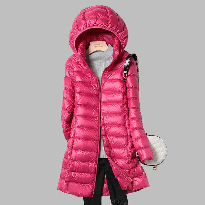 Linnet lightweight hooded long puffer coat – image 7