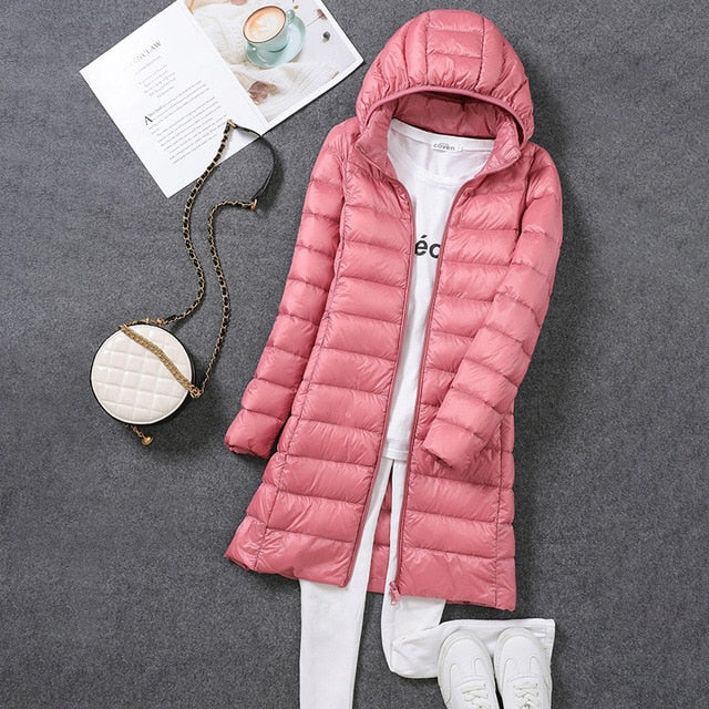 Linnet lightweight hooded long puffer coat – image 6
