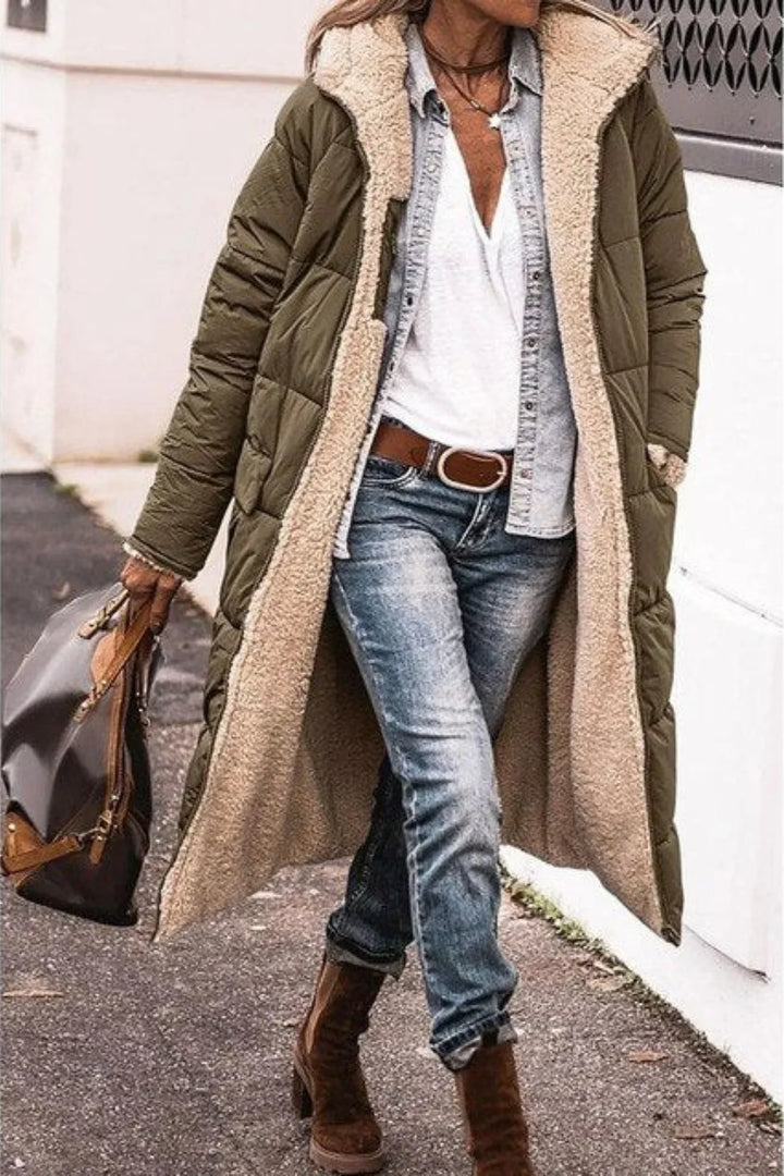 Bliss longline zip front hooded puffer coat – image 11