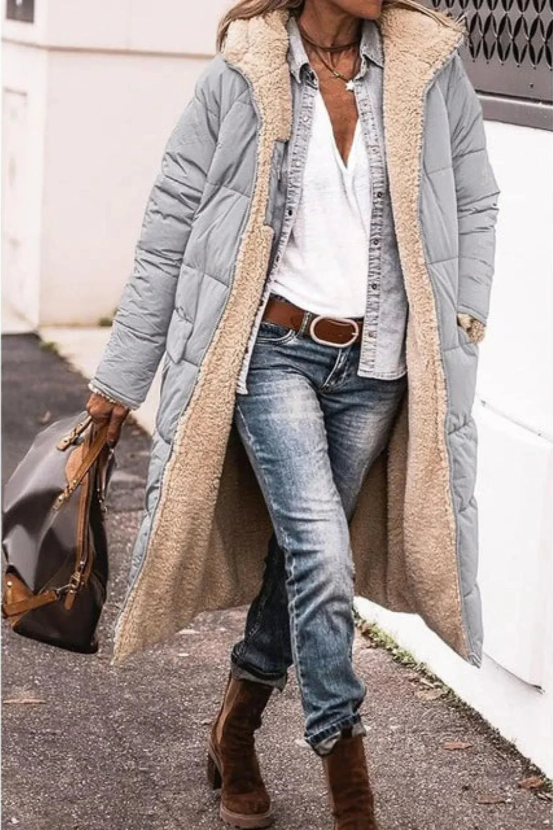Bliss longline zip front hooded puffer coat – image 13