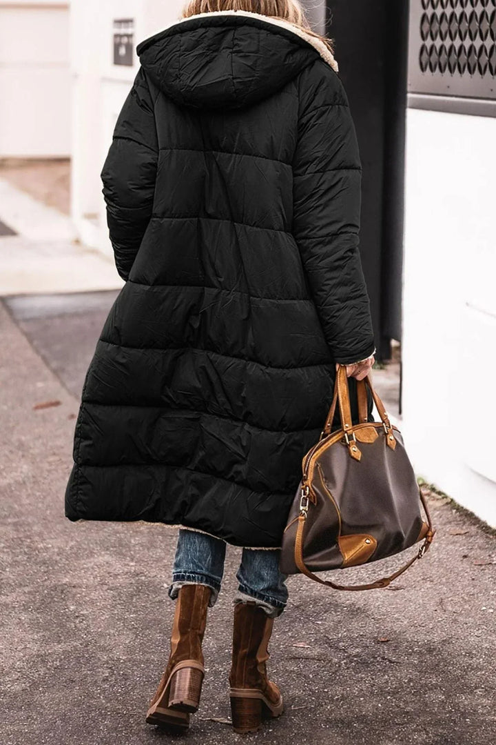 Bliss longline zip front hooded puffer coat – image 4