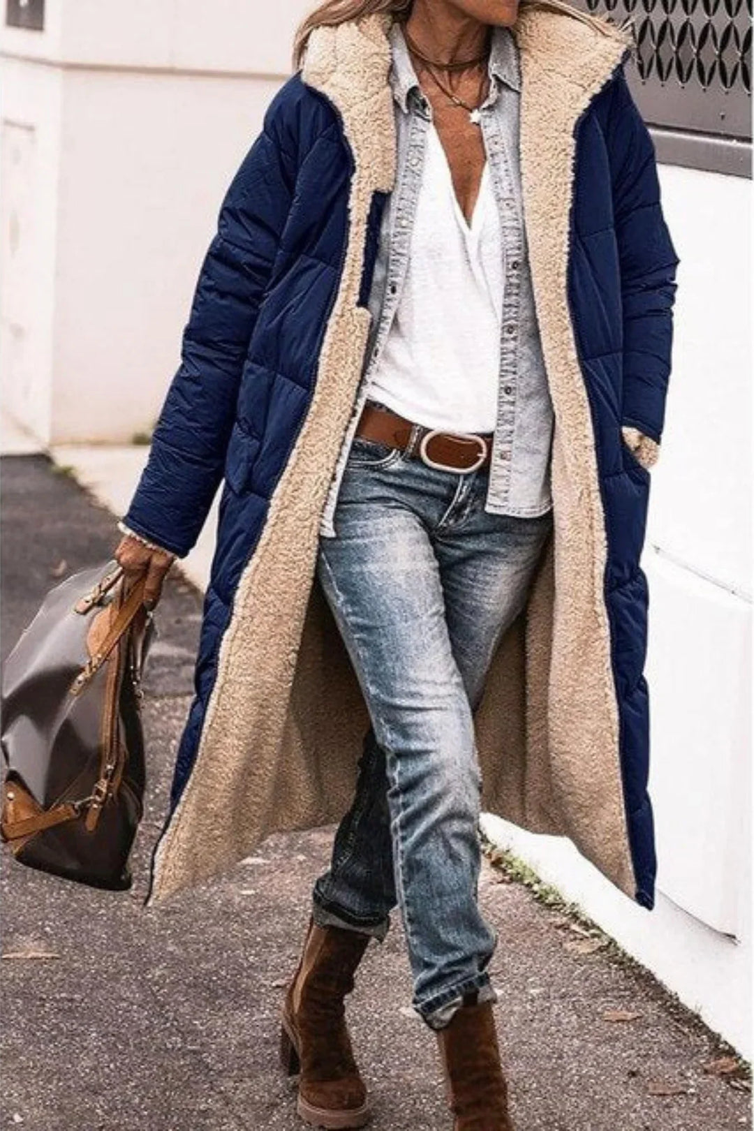 Bliss longline zip front hooded puffer coat – image 6