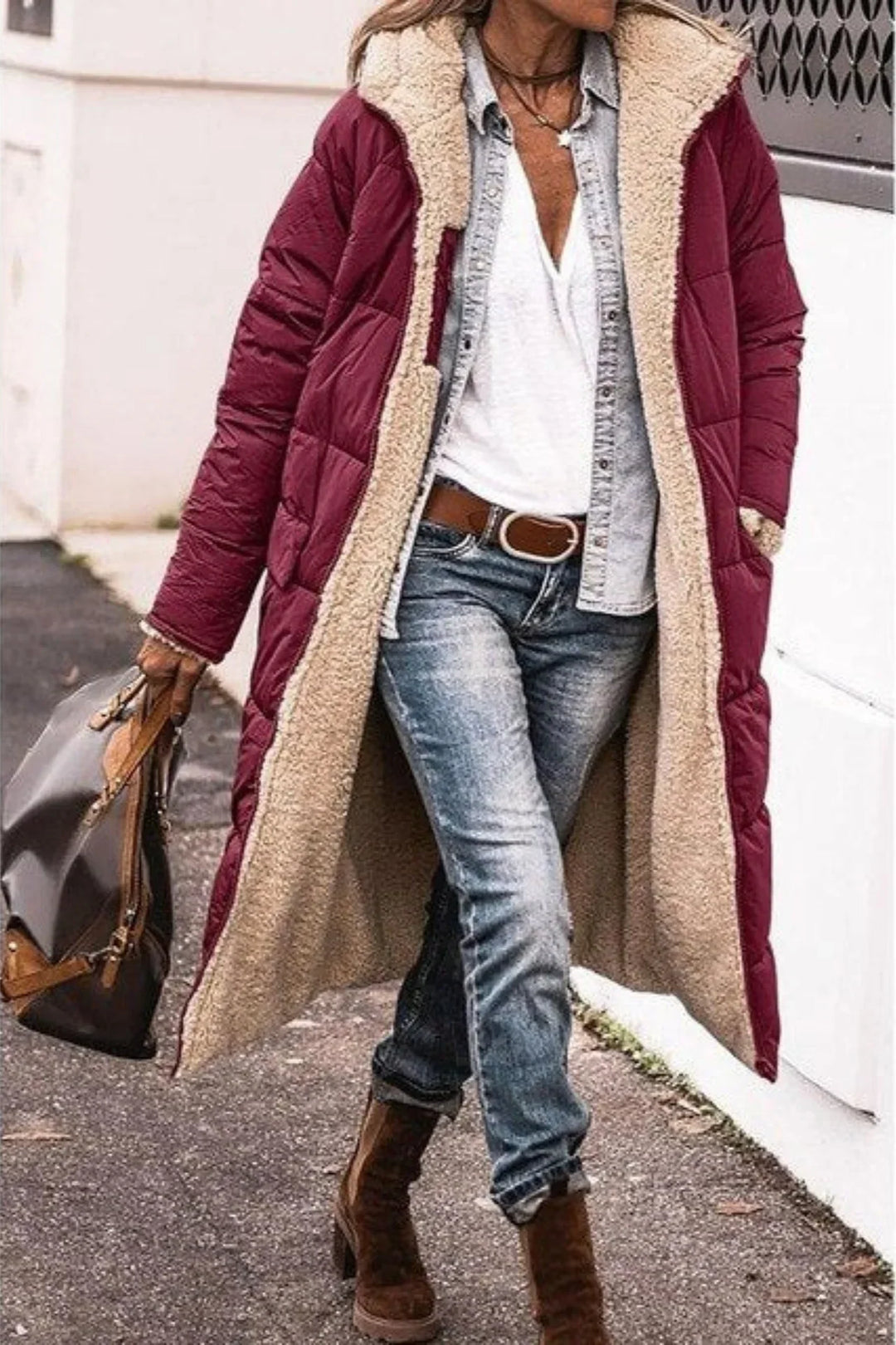 Bliss longline zip front hooded puffer coat – image 9