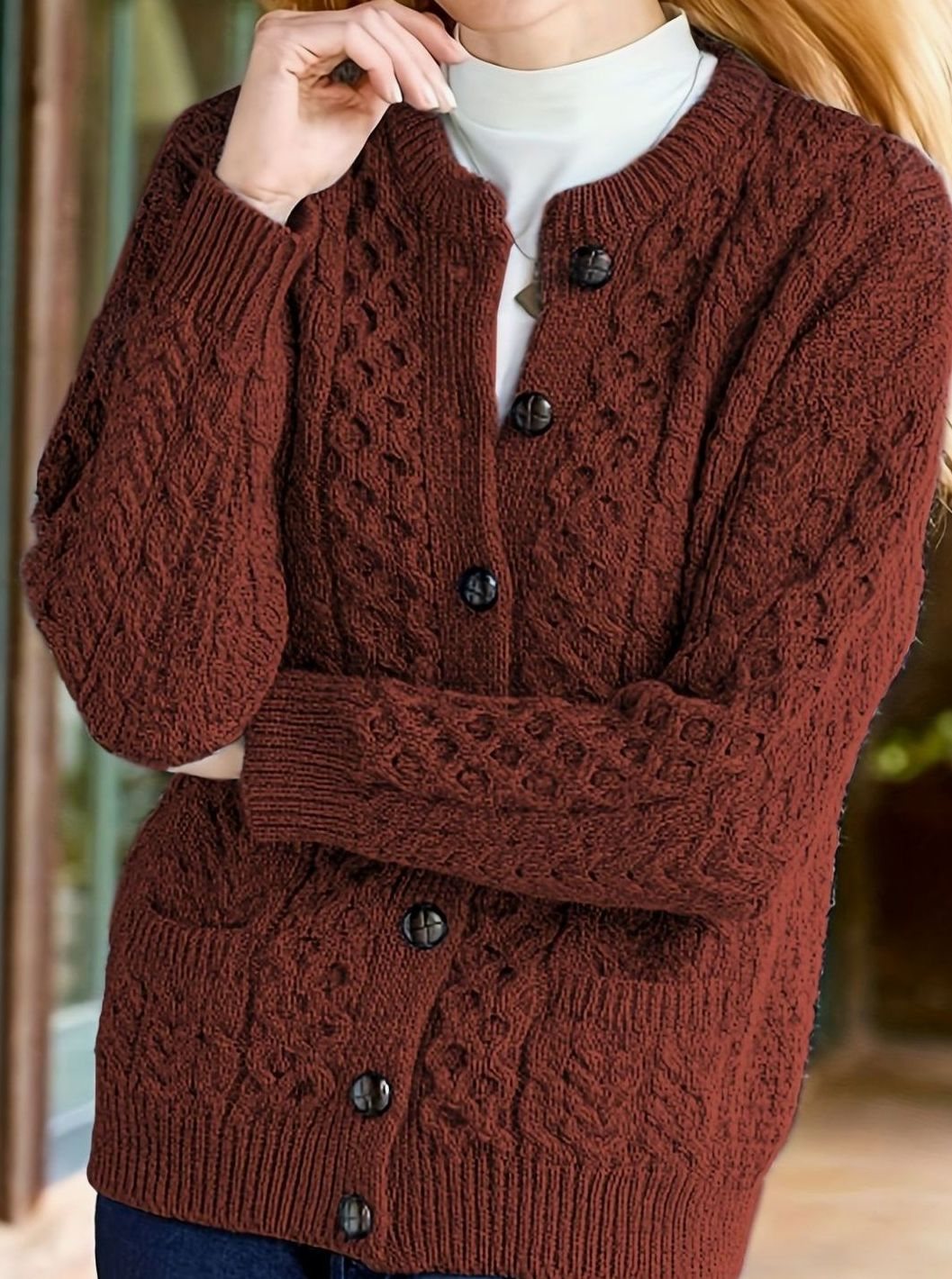 Bridie cable knit button cardigan – image 8
