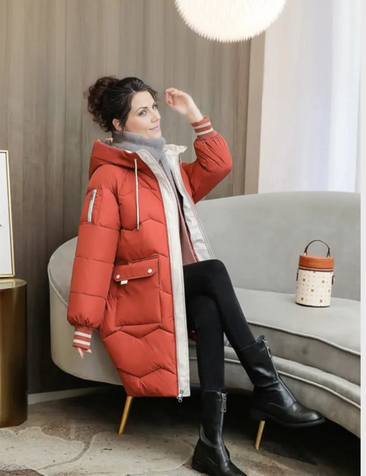 Katrina knee length quilted coat with hood – image 4
