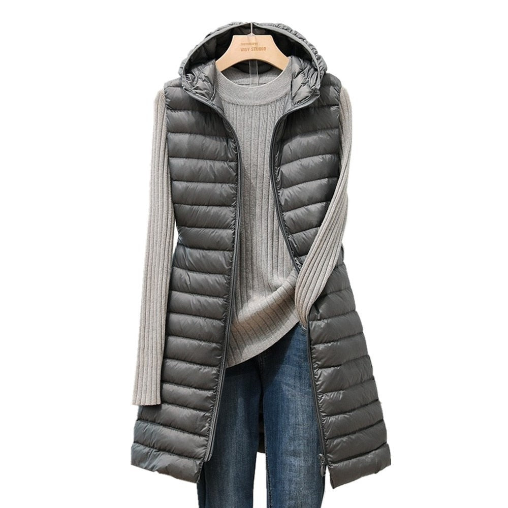 Wren lightweight long hooded gilet – image 3
