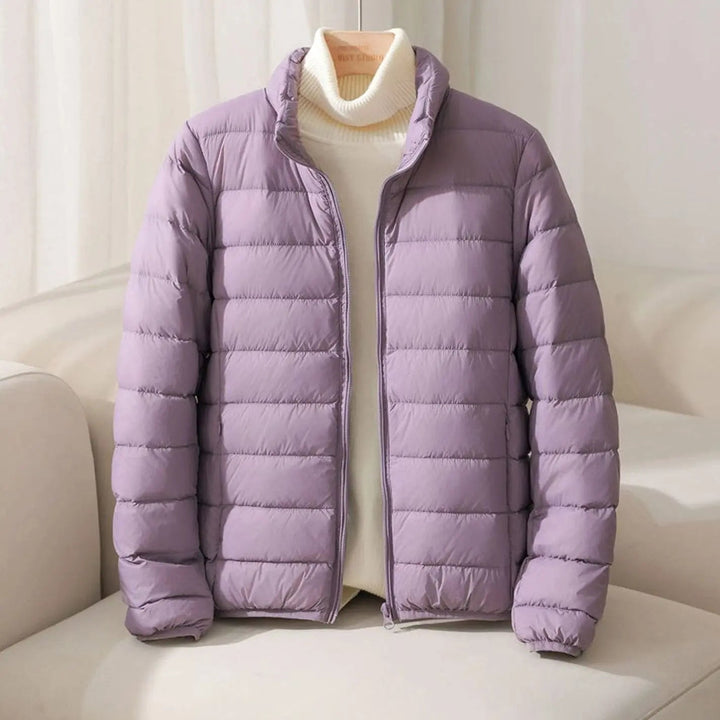Agnes quilted puffer coat with stand collar