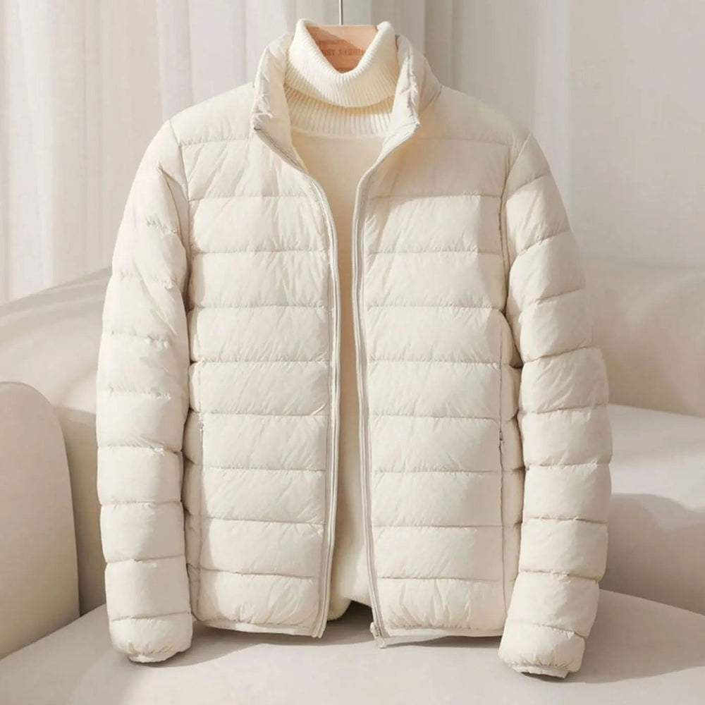 Agnes quilted puffer coat with stand collar – image 2