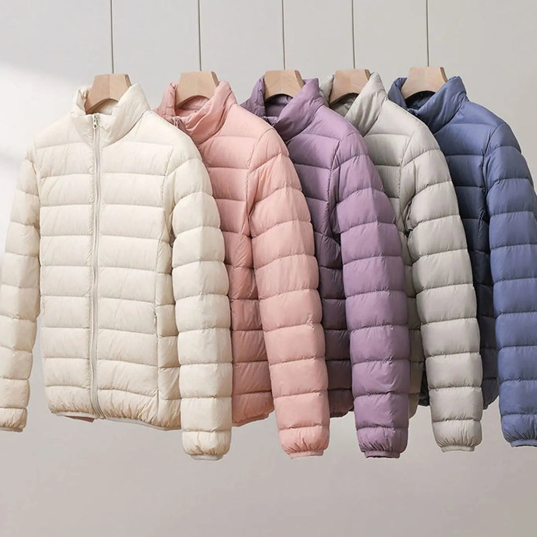 Agnes quilted puffer coat with stand collar – image 6
