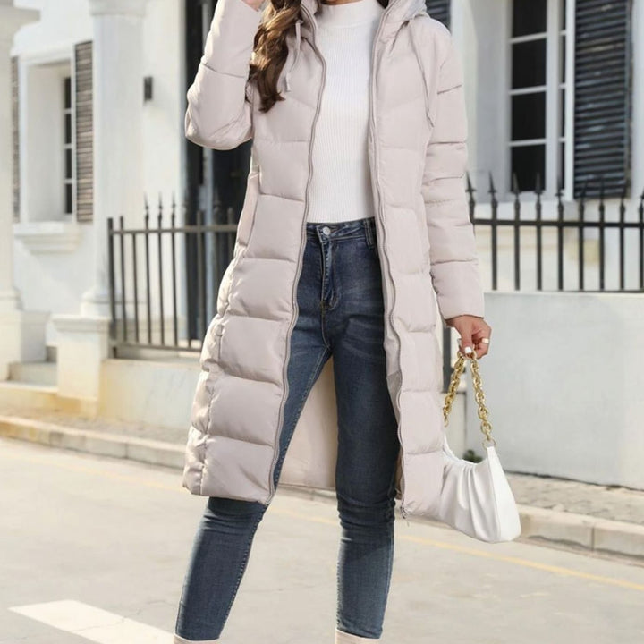 Senna knee length hooded quilted puffer coat