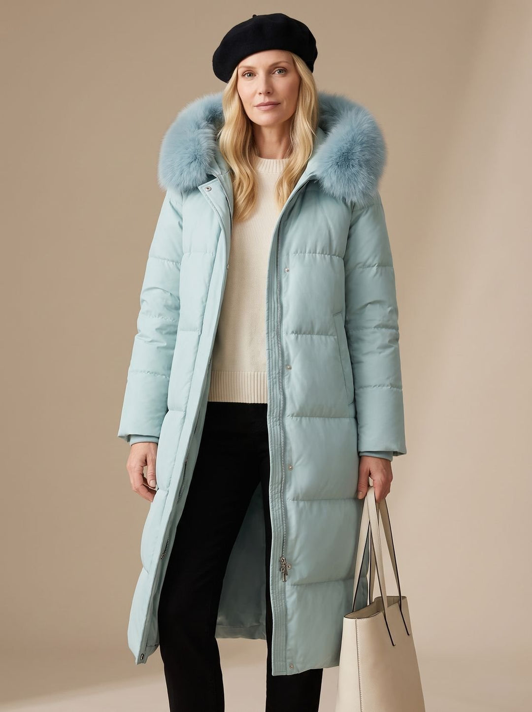 Jemima long puffer parka with faux fur hood – image 3