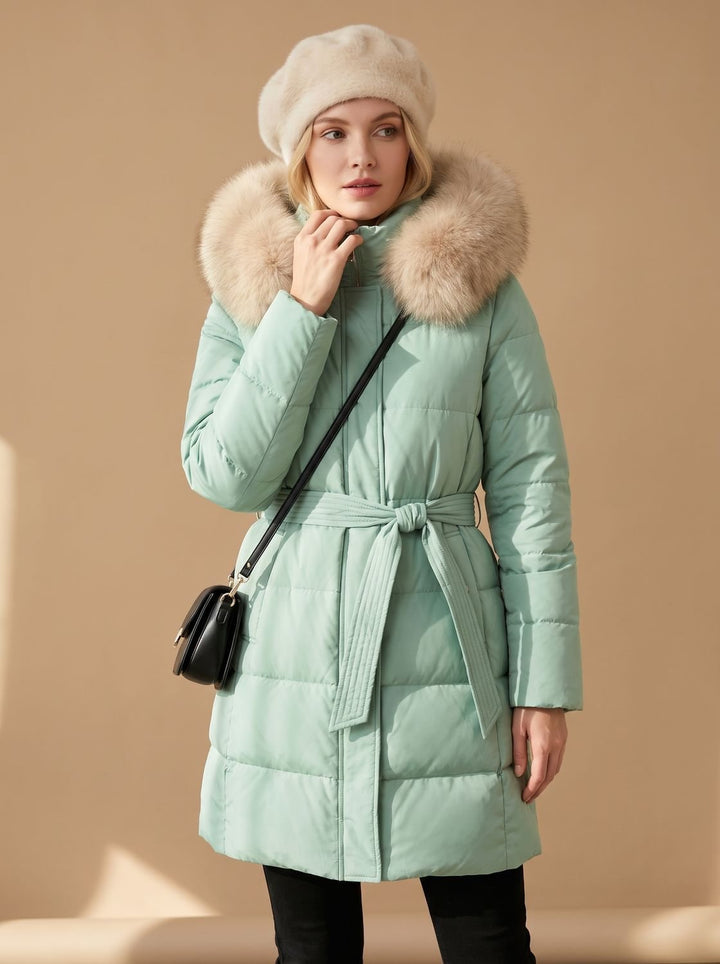 Jemima long puffer parka with faux fur hood – image 4